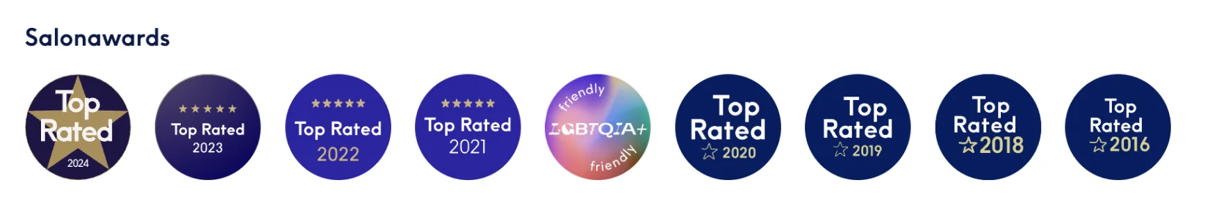 Salonawards Top Rated badges for Zenn in the City